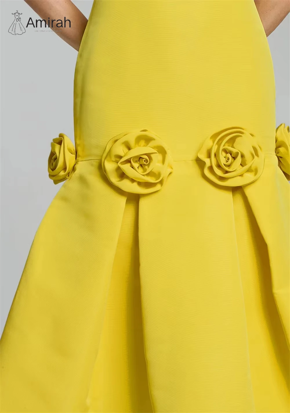 Amirah a-line فساتين سهرة من الساتان فساتين أنيقة للمناسبات الخاصة ثلاثية الأبعاد زهور للحفلات الراقصة مصنوعة حسب الطلب فستاين سهرة/فساتين الحفلات