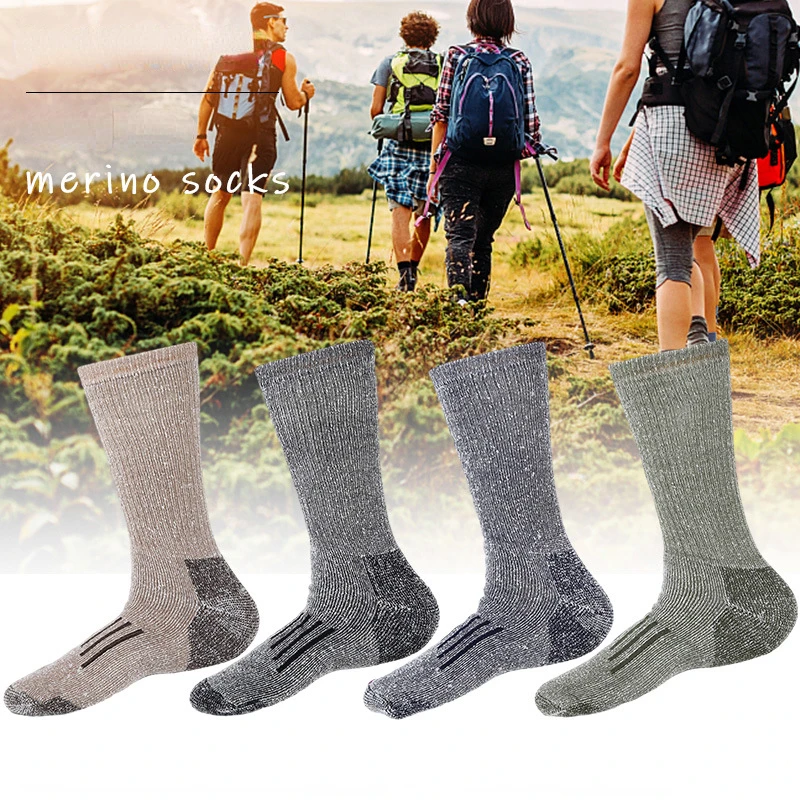 Hiking Socks Merino Wool Socks for Men Women 80% Merino Wool Ski Socks Winter Thick Thermal Crew Socks Men Walk Warm Anti-Odor