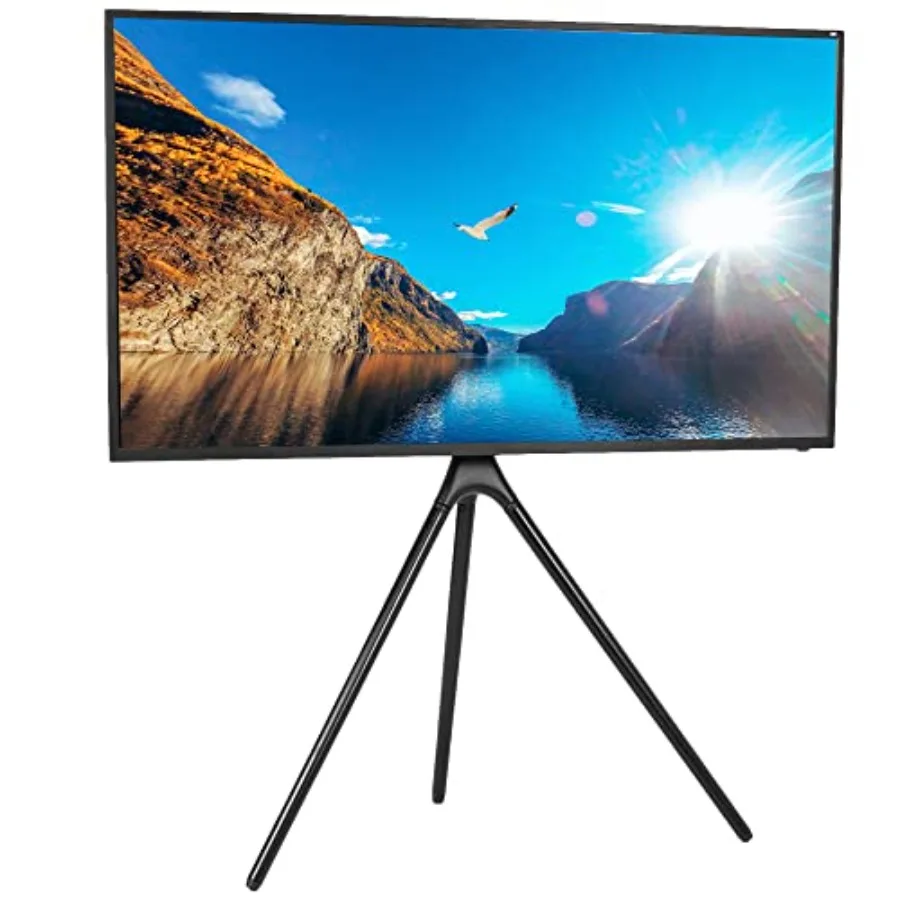 Artistic Easel 45 to 65 inch LED LCD Screen Studio TV Display Stand Adjustable TV Mount with Swivel and Tripod Base Black STAND