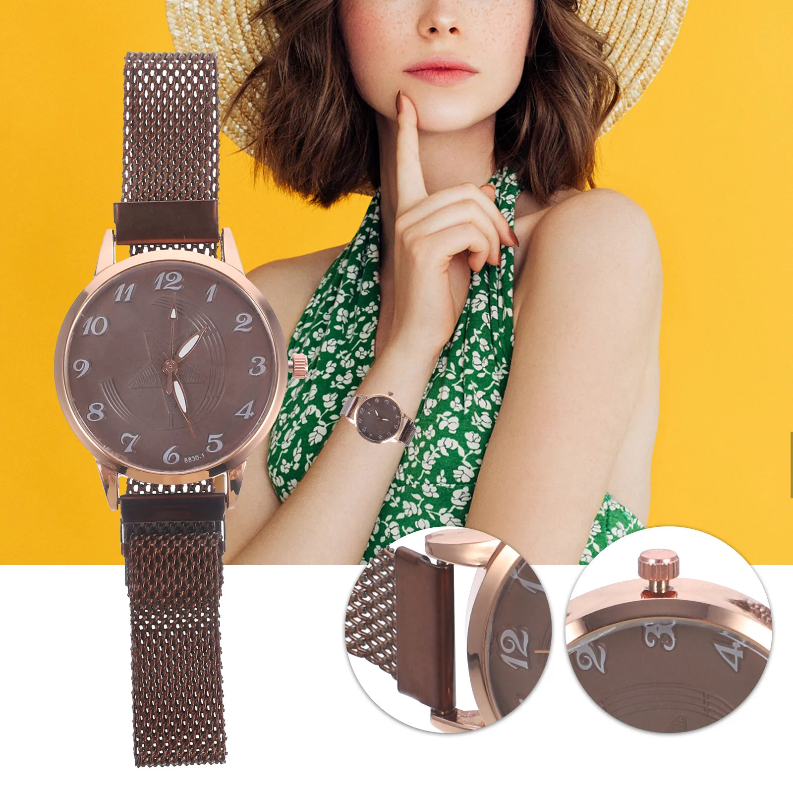 

1Pcs Fashion Women Watch Star Pattern Strap Casual Business Wristwatch Thin Stylish Lady Wristwatch Women Watch