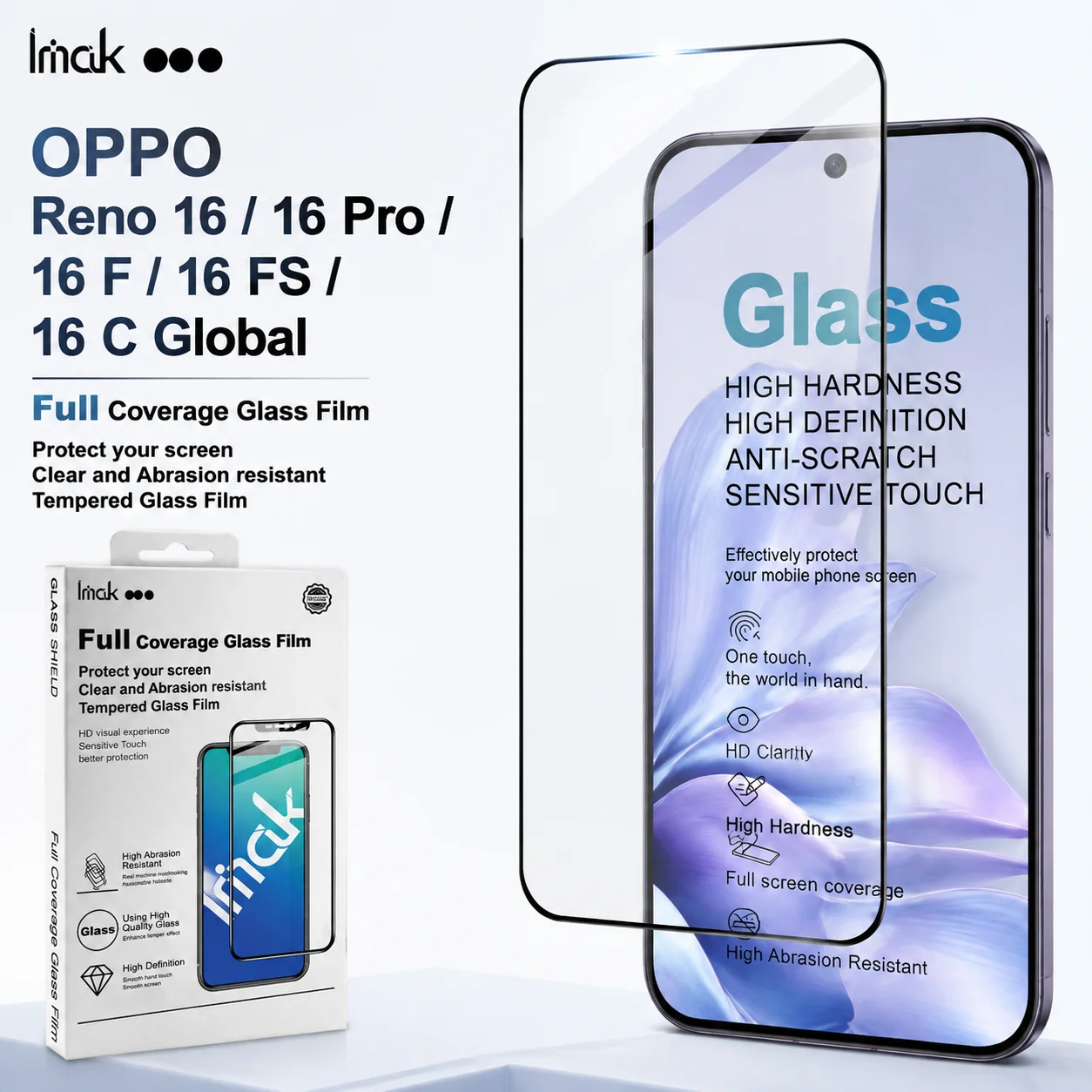 Tempered Glass For OPPO Reno 16 F FS Reno16 Reno16C 5G Support Fingerprint Protector Film FM0003