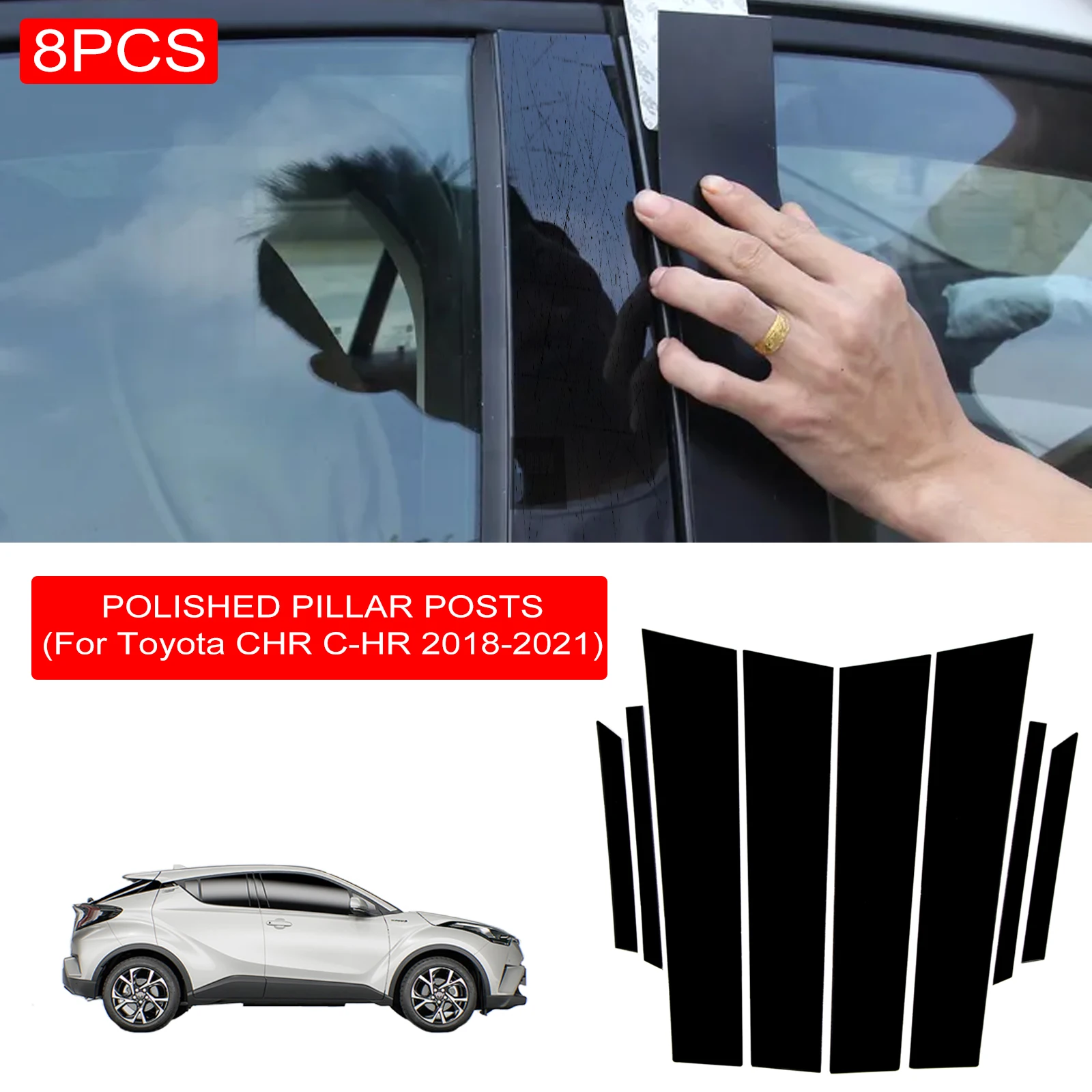 

8PCS Car Window Trim Cover BC Column Sticker Chromium Styling Fit For Toyota CHR C-HR 2018-Car Polished Pillar Posts