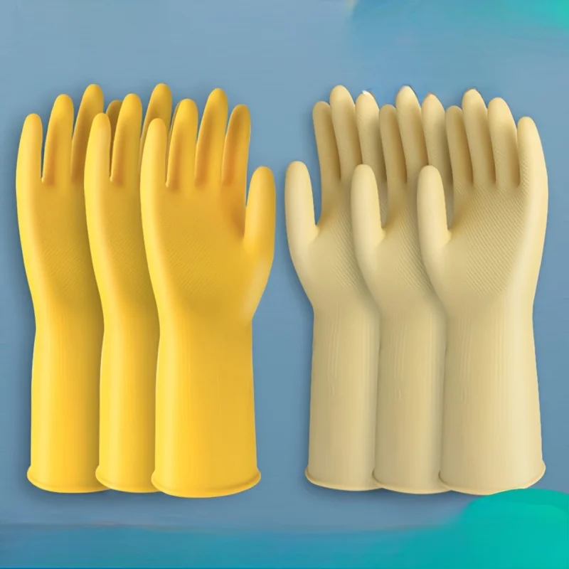 

[Латексные перчатки] Утолщенные и удлиненные латексные перчатки для бытовой уборки — прочные, водонепроницаемые резиновые перчатки для дома