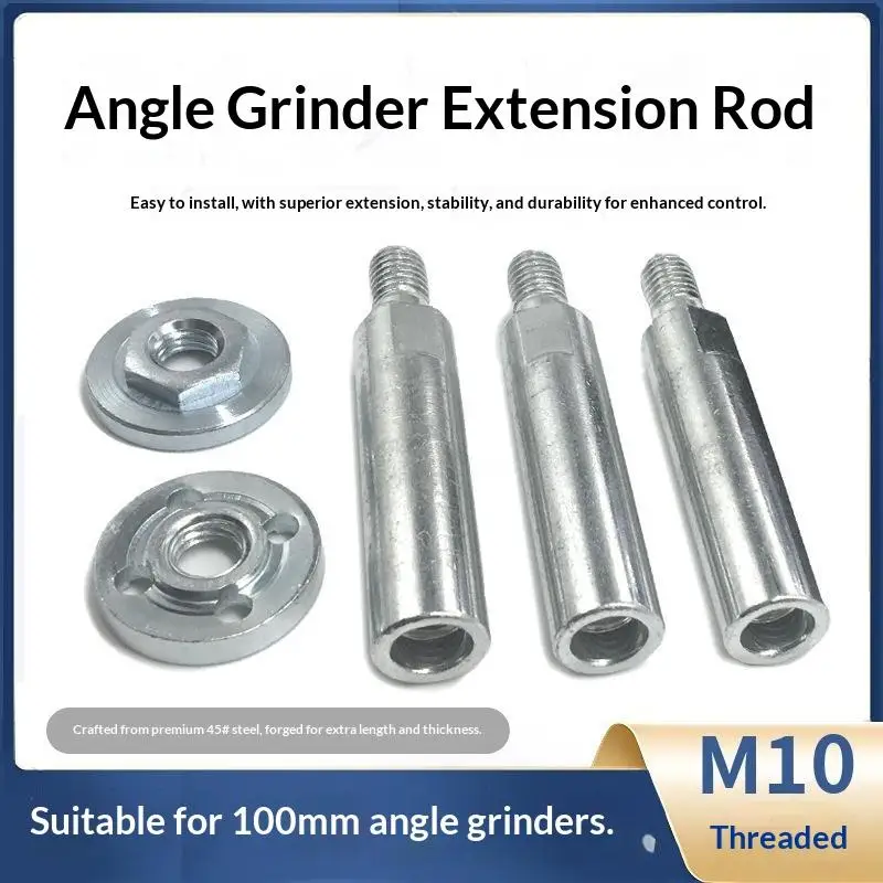 45 Steel M10 Angle Grinder Extension Rod High Durability Easy Installation Fits 100 Type Angle Grinder Cutting Polishing