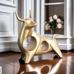 Resin Gold Bull Statue Graffiti Bull Abstract Bull Sculpture Home Decor Lucky Cow Figurine for Tabletop Interior Gifts Ornaments