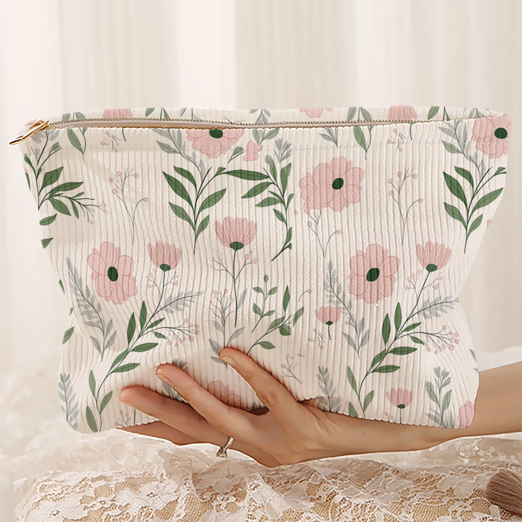 Makeup Bag Friendly Corduroy Fabric Wear-Resistant & Wrinkle-Resistant + Three-Dimensional Capacity Business Trips/Travel/Vanity