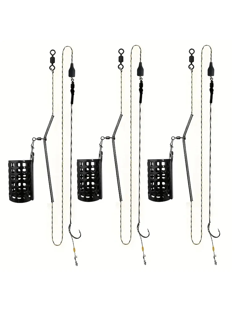 Ensemble de Cage d'alimentation pour la pêche à la carpe, 10g-60g, crochet en fil tressé, porte-leurre et plombs, piège à pêche, Cage à appâts, Tac de pêche