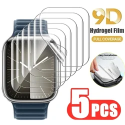 Protector de pantalla para Apple Watch, película de hidrogel de 5 piezas, 49MM, 7, 8, 41MM, 45MM, 9, 5, 6, 10, 3, 2, 1, 40MM, 44MM, 42MM, 46MM