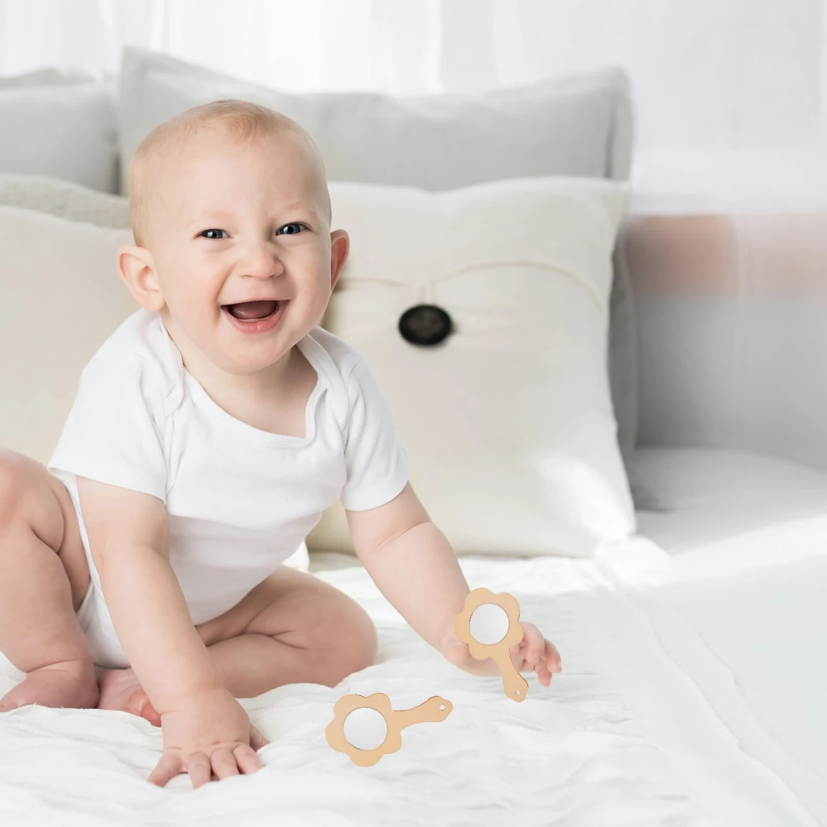 18 قطعة مرآة خشبية صغيرة يمكنك صنعها بنفسك لوحة يدوية تعليمية محمولة باليد ديكور إبداعي هدية للأطفال مرآة خشبية