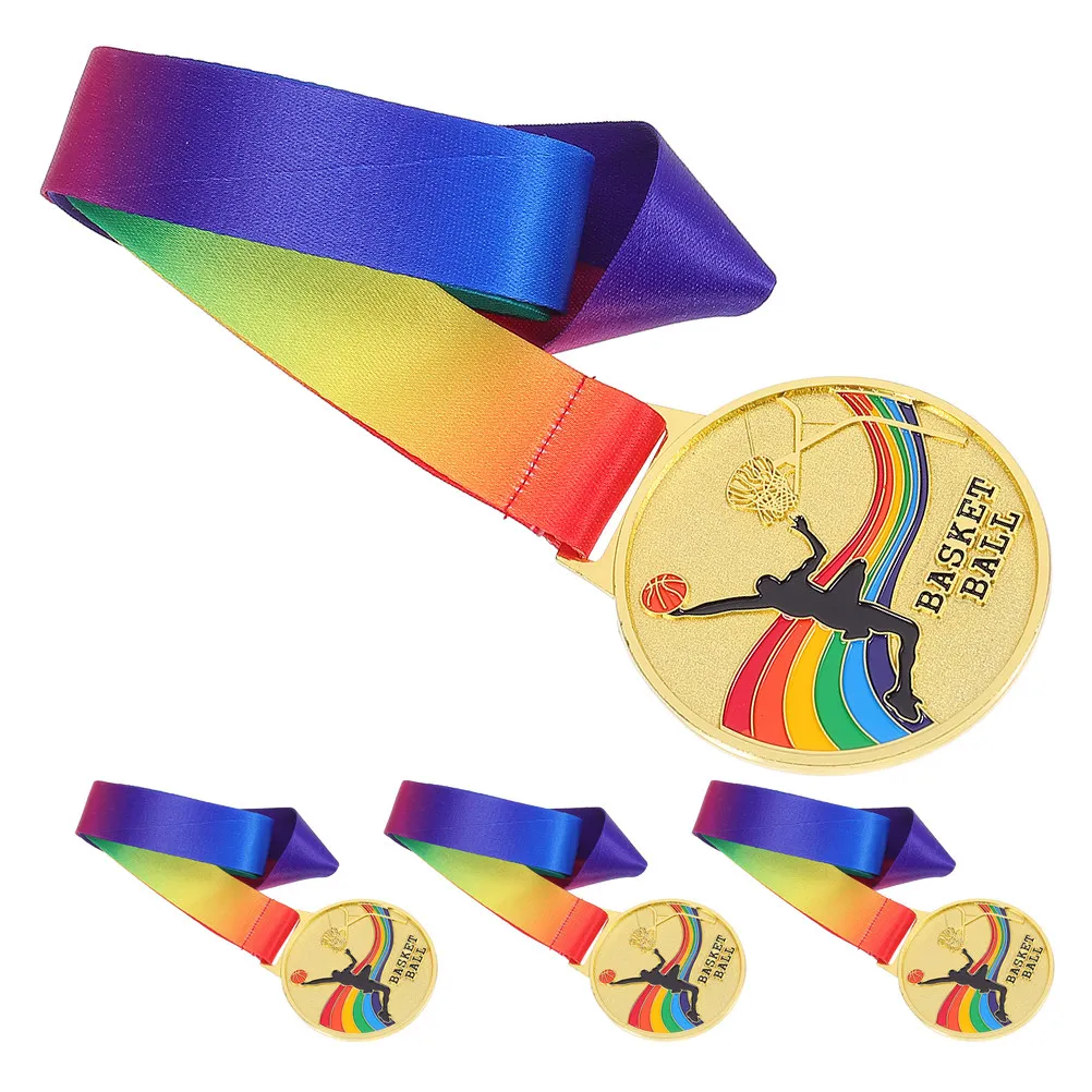 4Pcs Basketball Zinc Alloy Gold Medals Creative Metal Awards for Kids School Sports Competitions Community Events