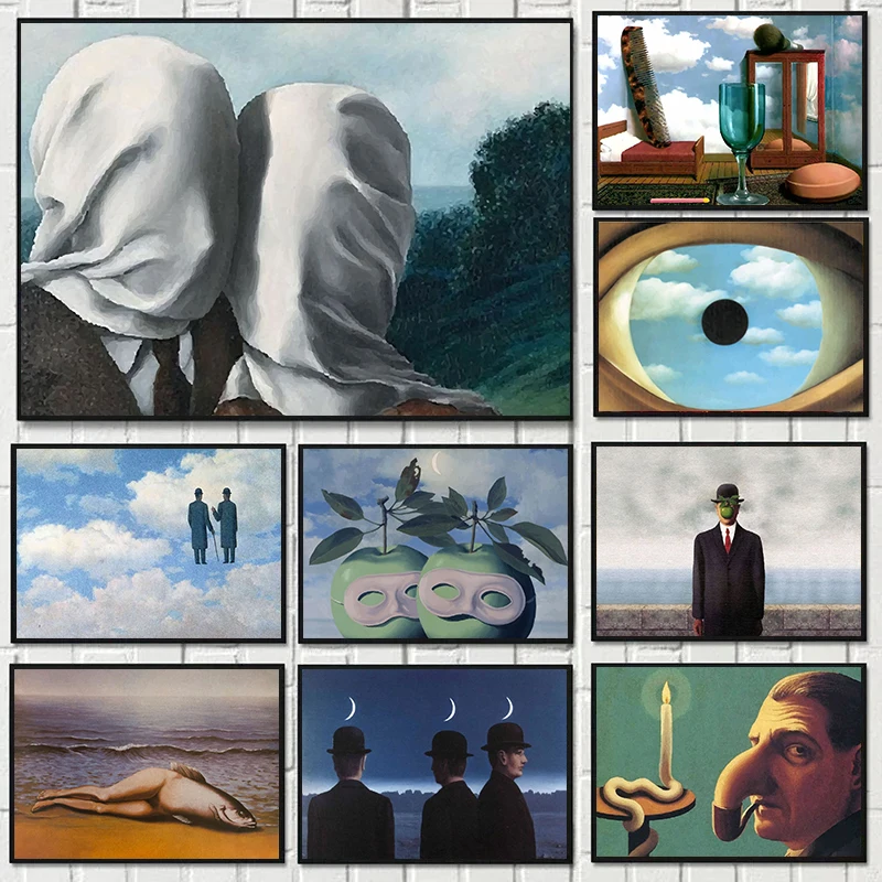 Famous Surrealism Arts Posters Canvas Painting Abstract Rene Magritte Wall Picture Print For Gallery Bedroom Home Decoration