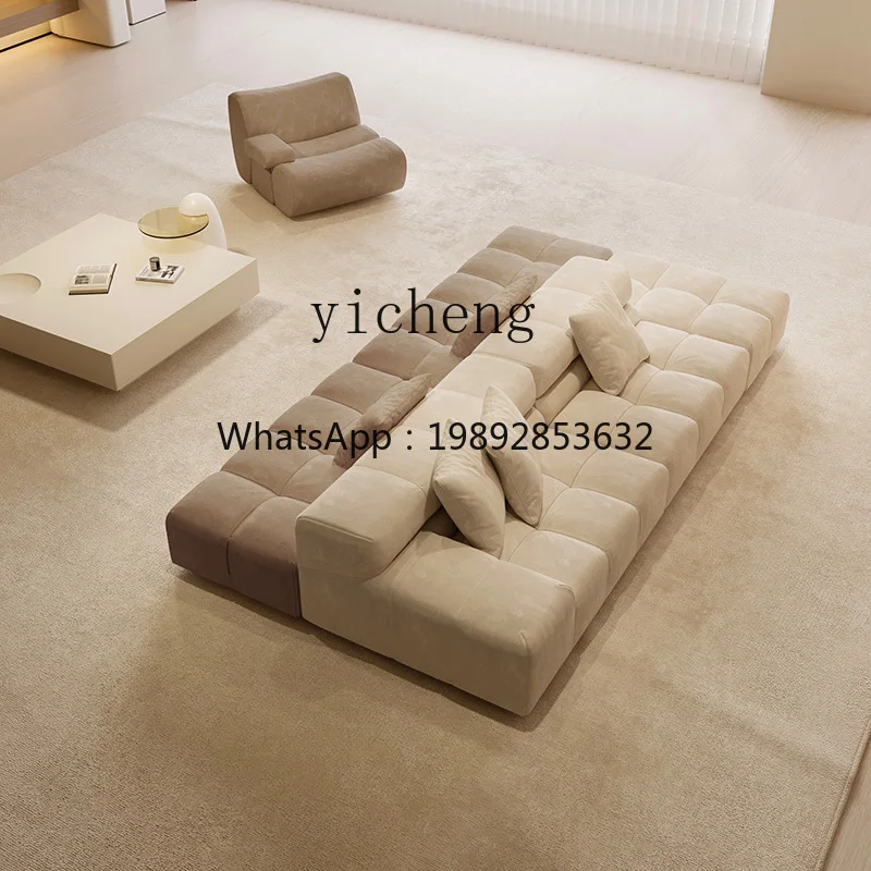 H3-19double-sided color matching island sofa custom wabi sabi medieval living room matte cloth straight row