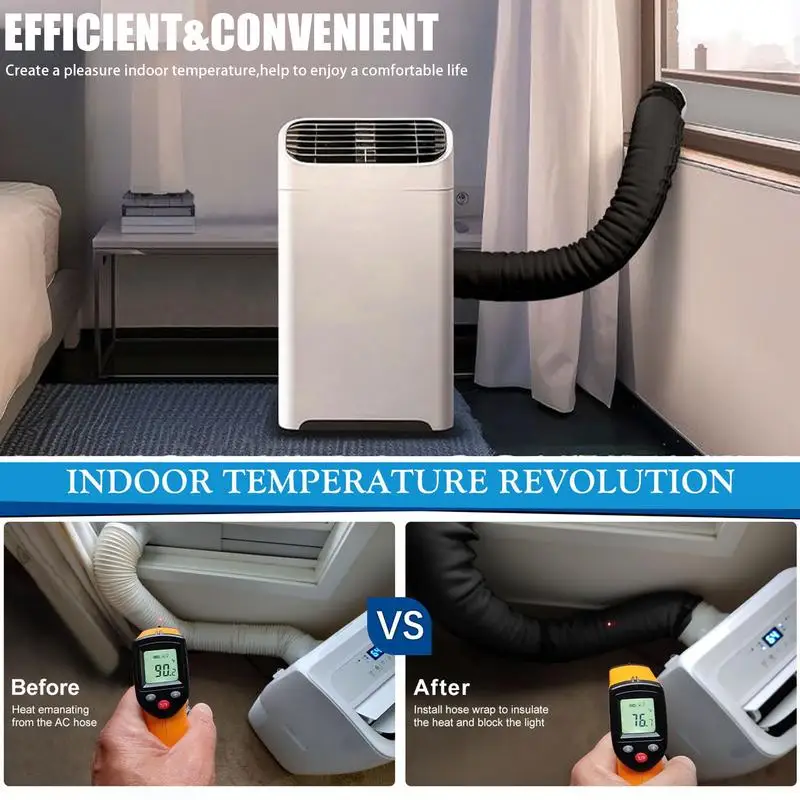 Air Conditioner Hose Cover Air Conditioner Hose Cover Wrap Heat Reduction Duct Vent Accessories With 3 Adjustable Straps For