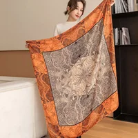 Luxury Horse Print Square Scarf Vintage Imitation Silk Shawl Scarf  Women Windproof Outdoor Head Wrap 110*110cm [p'[; - Image 6