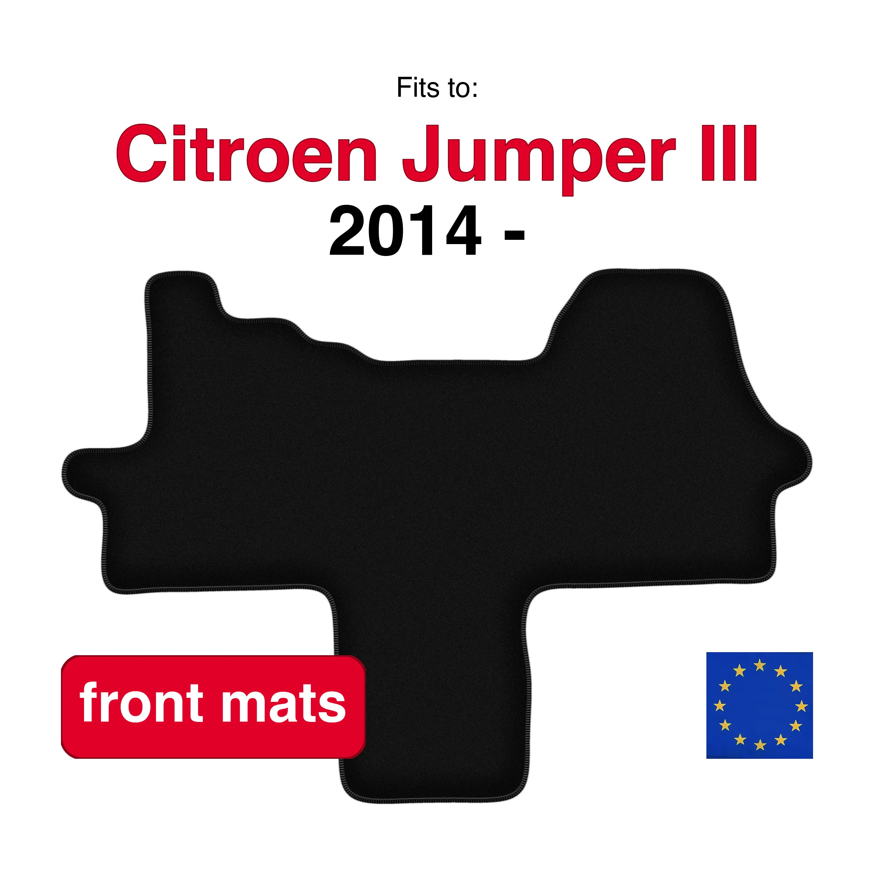 Tapis avant en velours pour Fiat Ducato IV, livraison (2014 -) -Noir (2 pièces)