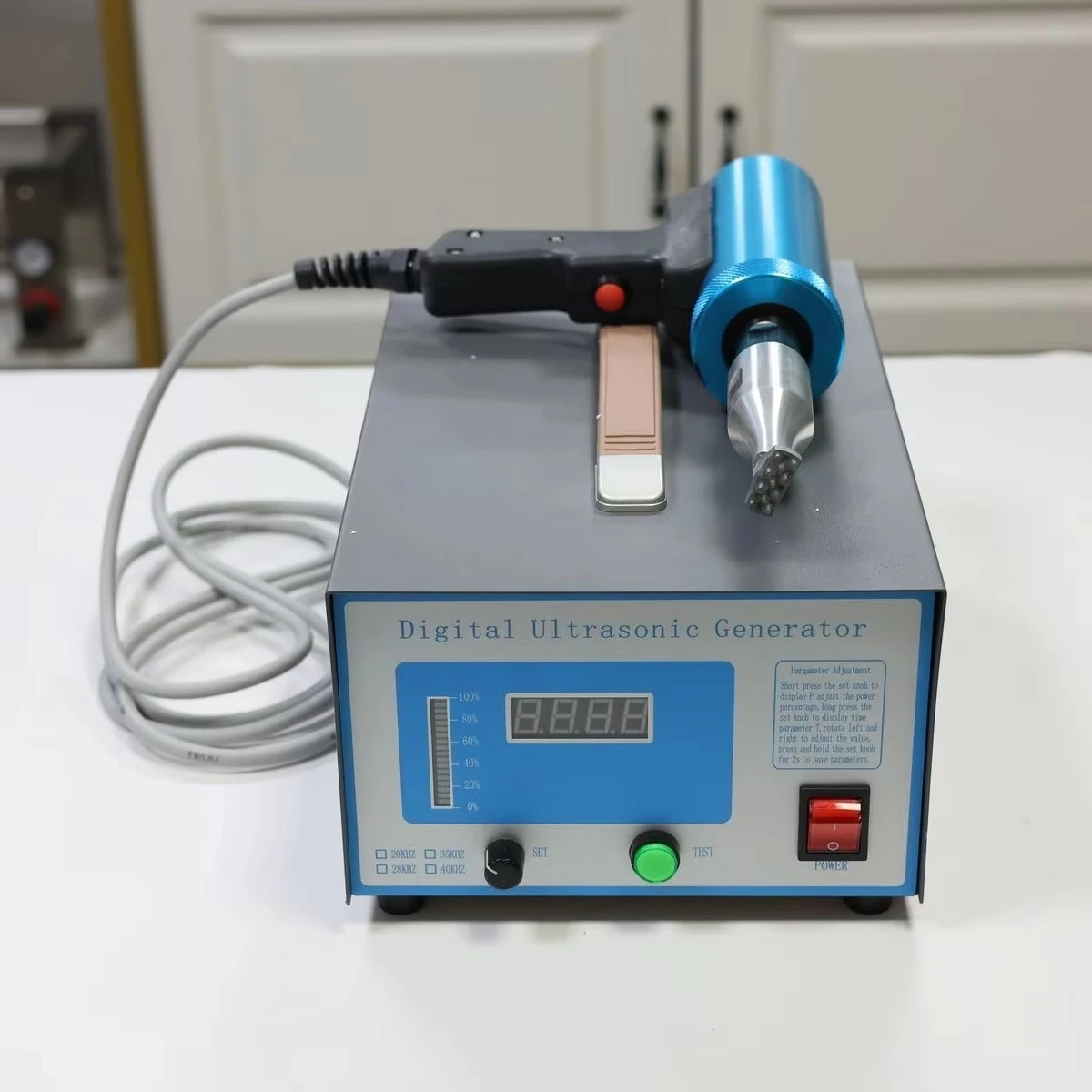 KH-28KHZ Ultrasonic Spot Welder Interchangeable Welding Head Customizable Horn Manual Drive Ultrasonic Plastic Welder