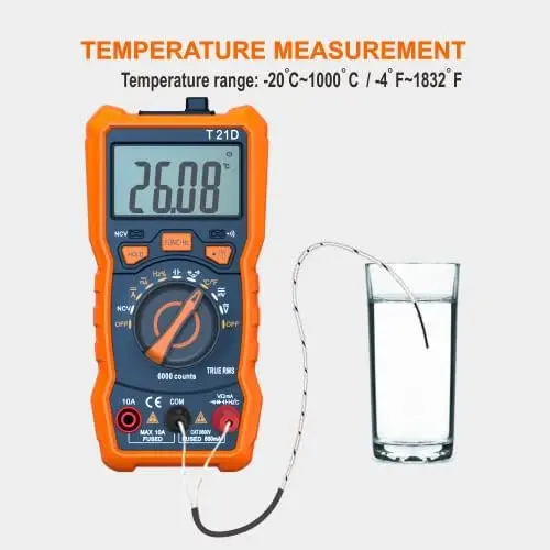 TRMS 6000 Count Auto-Ranging Digital Multimeter with NCV, Capacitance, Temp & Diode Test