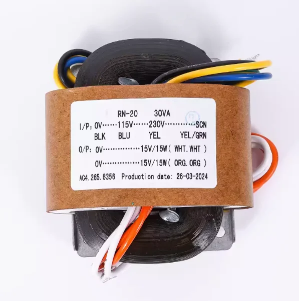 1Pc 30W 30VA R-type Primary Input 0-115-230V-SCN Secondary Output 15V R-core Transformer Audiophile