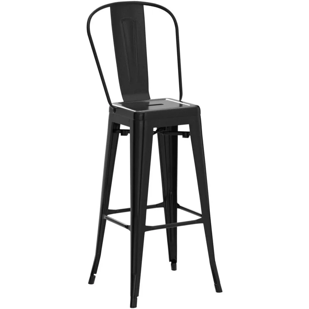 Ensemble de 4 tabourets de bar en métal, avec dossier amovible, tabourets de bar à hauteur avec pieds en caoutchouc, chaises élégantes et modernes, pour la cuisine.