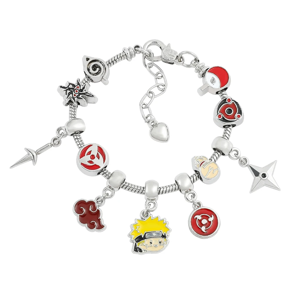 Anime Bracelet Q Version Naruto Kunai Shuriken Akatsuki Cloud Enamel Charms Beaded Bracelet DIY Bangle Cosplay Gift
