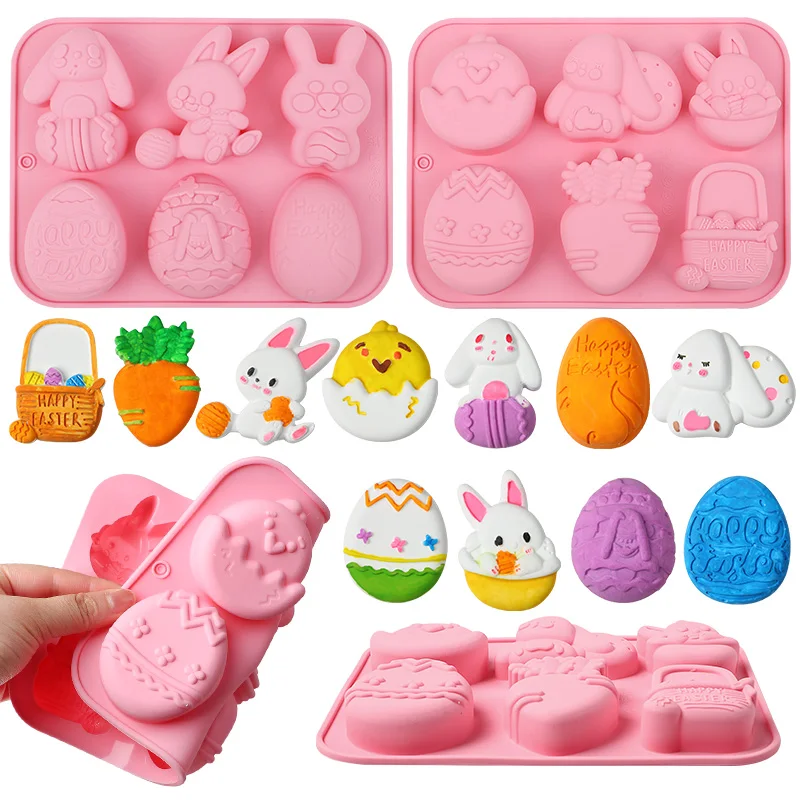 Easter Bunny Design Silicone Chocolate Molds Cake Moulds Surprise 3D Rabbit Silicone Bakeware For Baking Easter Day Dessert