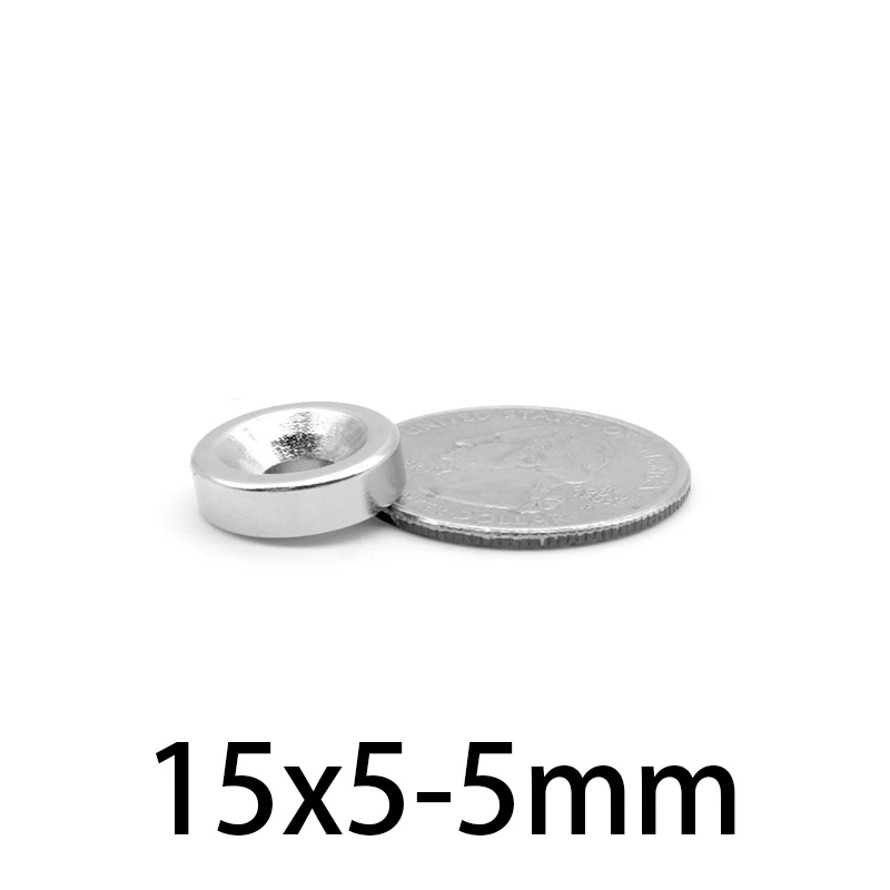 15x5-5mm Powerful Magnets With Hole 15*5-5  Strong Round Magnets For Fridge DIY Building Scientific Craft Education 15x5-5