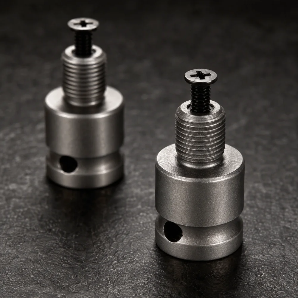 2pcs 1/2-20UNF Thread Threaded Drill Chuck Adapter Reverse Thread Screw With Hole Design Square Female Adapter