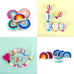 5PCS Silicone Beads Rainbow Hot air balloon Focal Beads Loose Jewelry Beads For Keychain Beaded Pen Jewelry Making