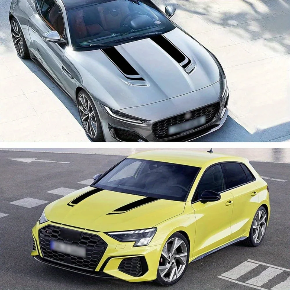 2pcs Racing Stripe Waterproof Car Stickers Tuning for Engine Hoods Scratch-resistant DIY Sporty Style Vinyl Decals