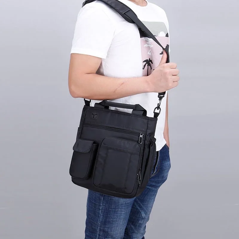 Men's Business Casual Crossbody Bag Single Shoulder Bag Handbag Leisure Travel Handbag Nylon Fabric Pure Color Vertical Square