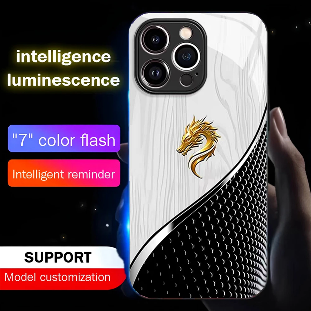 Beliebte Goldener-Drachen-Symbol LED Leuchtende Handyhülle mit Anruflicht für Samsung S26 S25 S24 S23 S22 S21 FE Plus Ultra – Detail 14