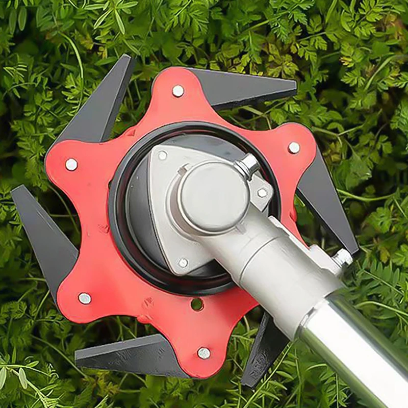 Six Leaf Lawn Mower Blade Double Edged 360° Cutting Blades Portable Alloy Steel Field Mowers Blade Electric Grass Cutter Parts