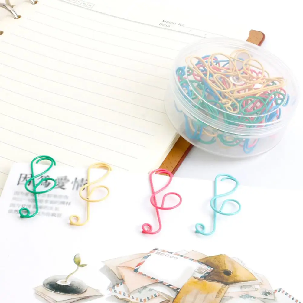20pcs Colorful Paper Clip Set Metal Bookmark Note Shaped Clips Construction Ideal Gifts Teaching Rewards Students
