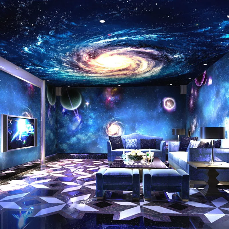 Custom Starry sky Galaxy 3d ktv wallpaper home decoration ceiling background wall cloth hotel mural wall papers all house decor