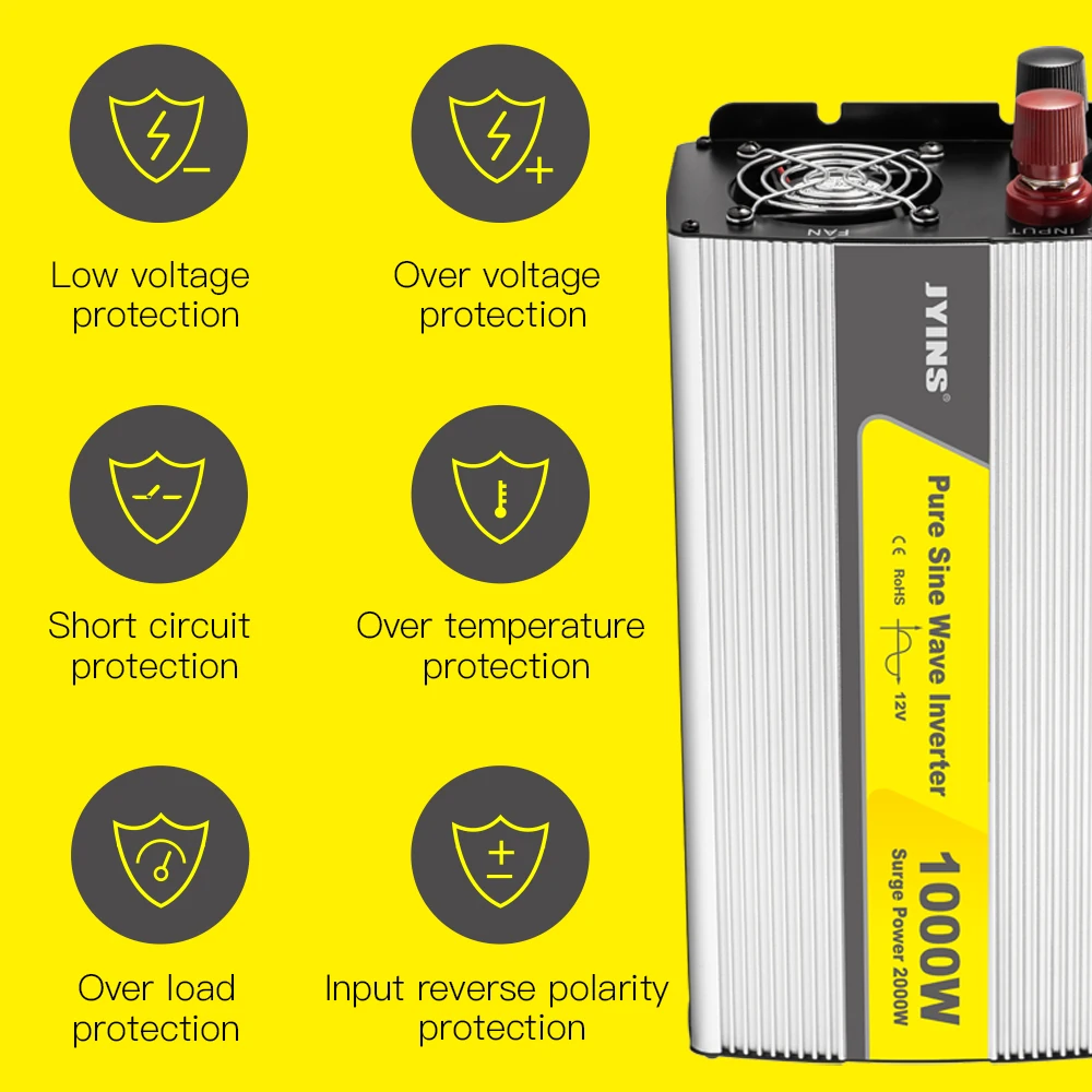 CE ROHS 1000W DC to AC Pure Sine Wave Solar Water Pump Inverter JYP-1000 Power off Grid Single Output Inverter