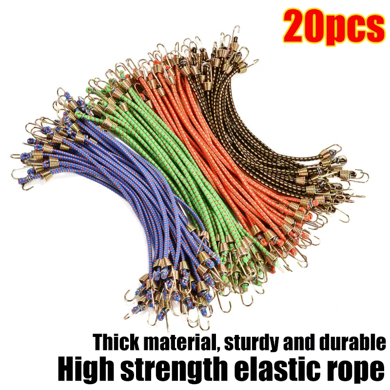 Elastic Bungee Cord Heavy Duty Luggage Straps Rope Hooks 25cm Stretch Tie Tent Outdoor Accessories