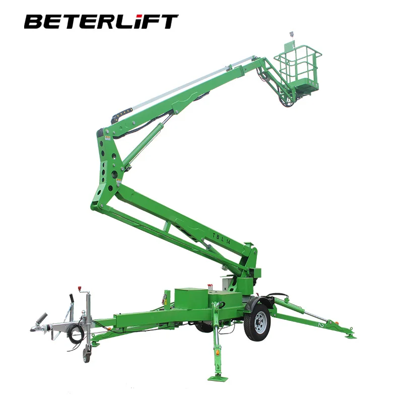 20m Towable Boom Lift with Man and Tool Basket 22m Trailer Mounted Boom Lifts with Crawler Wheel Optional Available