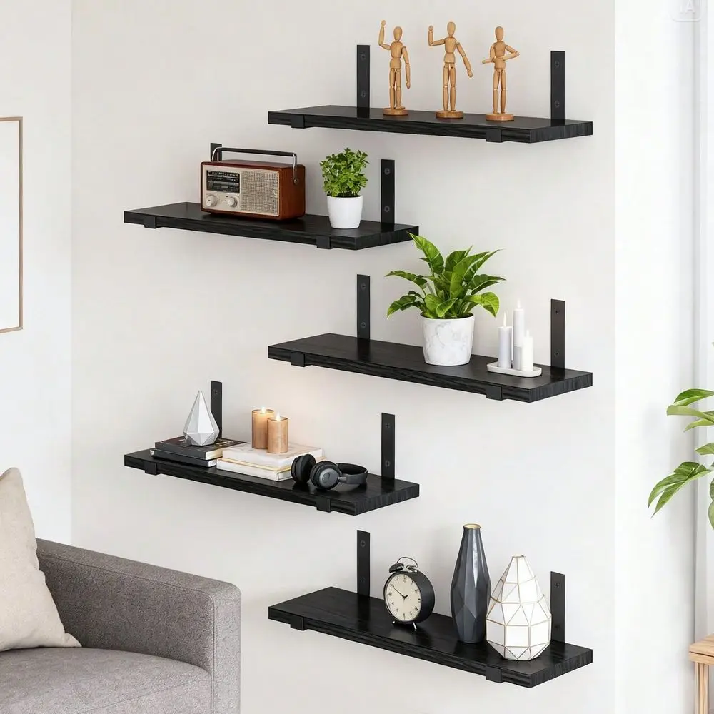 Floating Shelves, Rustic Wood Wall Shelves, Wall Decor, Book Storage Shelves For Bedroom, Living Room, Kitchen, Bathroom, Office Decor And Plants Display, Room Decorr