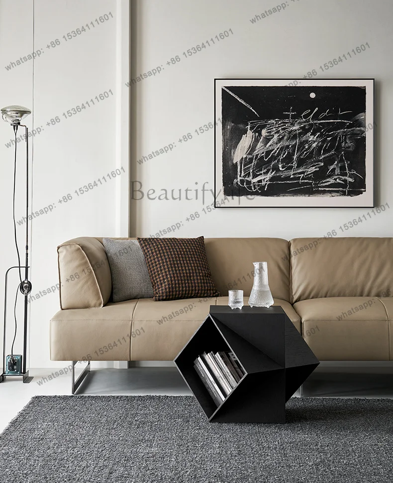 Polyhedral Angle Black Walnut Art Sofa Solid Wood Simple Mobile Simple