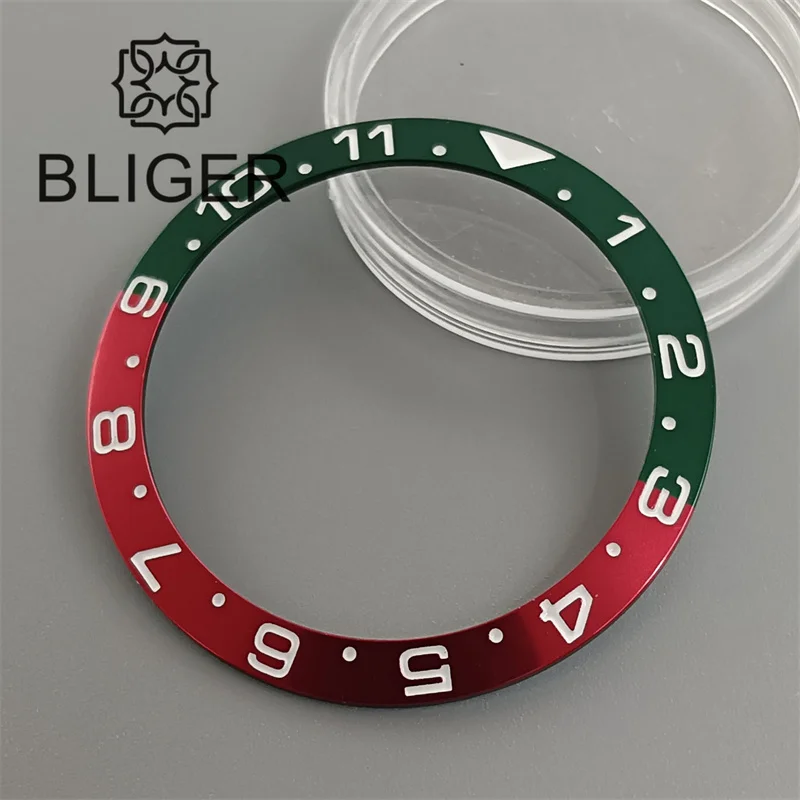 BLIGER 38mm Outer Diameter Watch Bezel Blkac Blue Brown Color Ceramic Yellow Green Red Aluminumn Insert Fit 40mm 41mm Watch Case