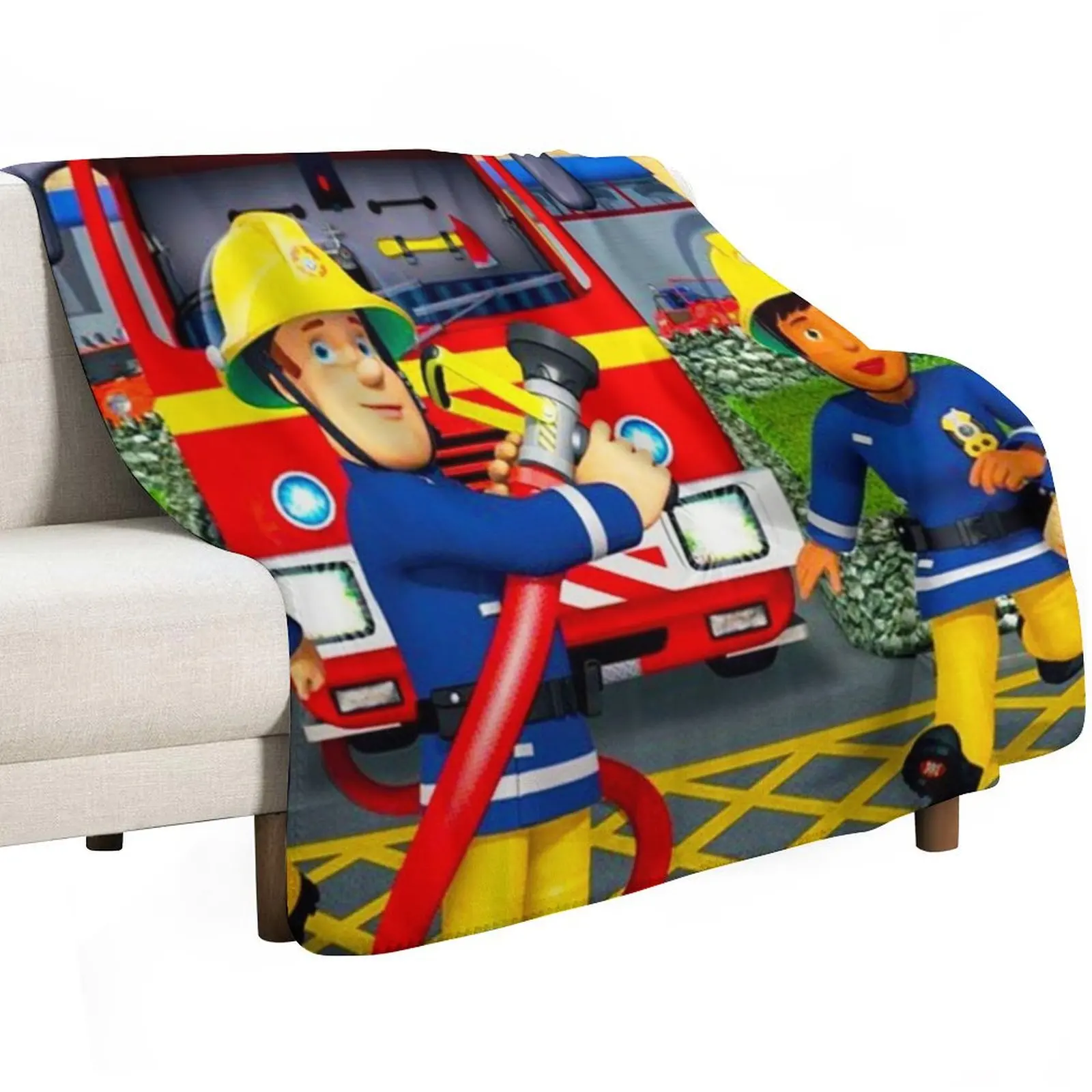 fireman sam fireman toys pajamas birthday party supplies clothes Throw Blanket Lightweight Warm Blanket for Indoor Outdoor Use
