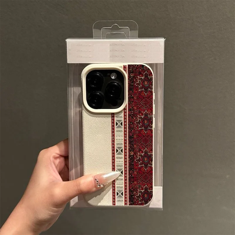 Red Carpet Pattern Lychee Texture Phone Case For iPhone 17 Pro Max 11 12 13 14 15 16 Pro 17Air 15 14 Plus X XS XR 16E Soft Cover - view 2