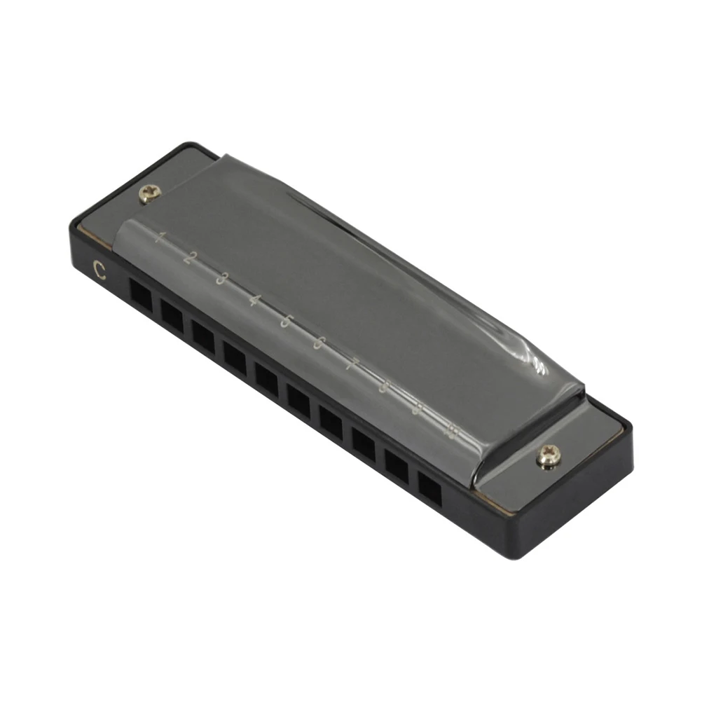 

Blues Harp 10 Holes 20 Tone Harmonica A Plastic Box Playing Instruments Small Instruments (Black with Cleansing Towe