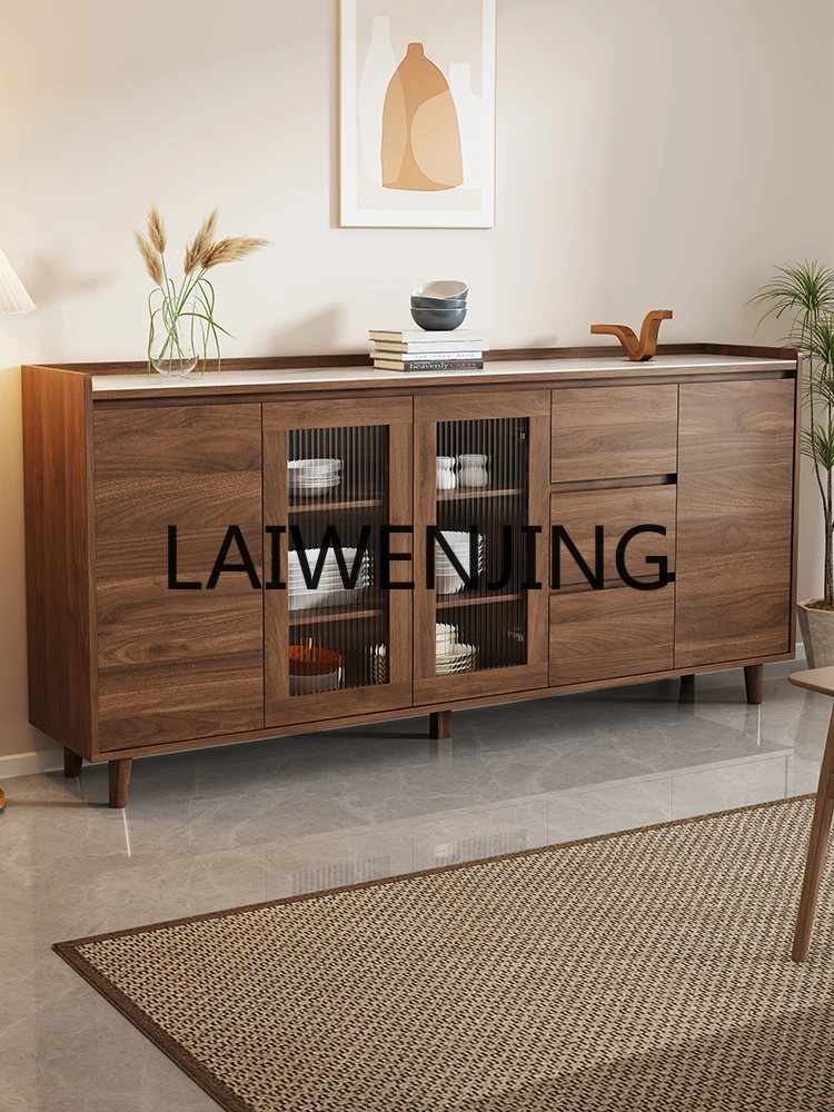 

Solid Wood Dining Edge Walnut Color Living Room Wine Cabinet Tea Kitchen Storage Hallway Storage Cabinet