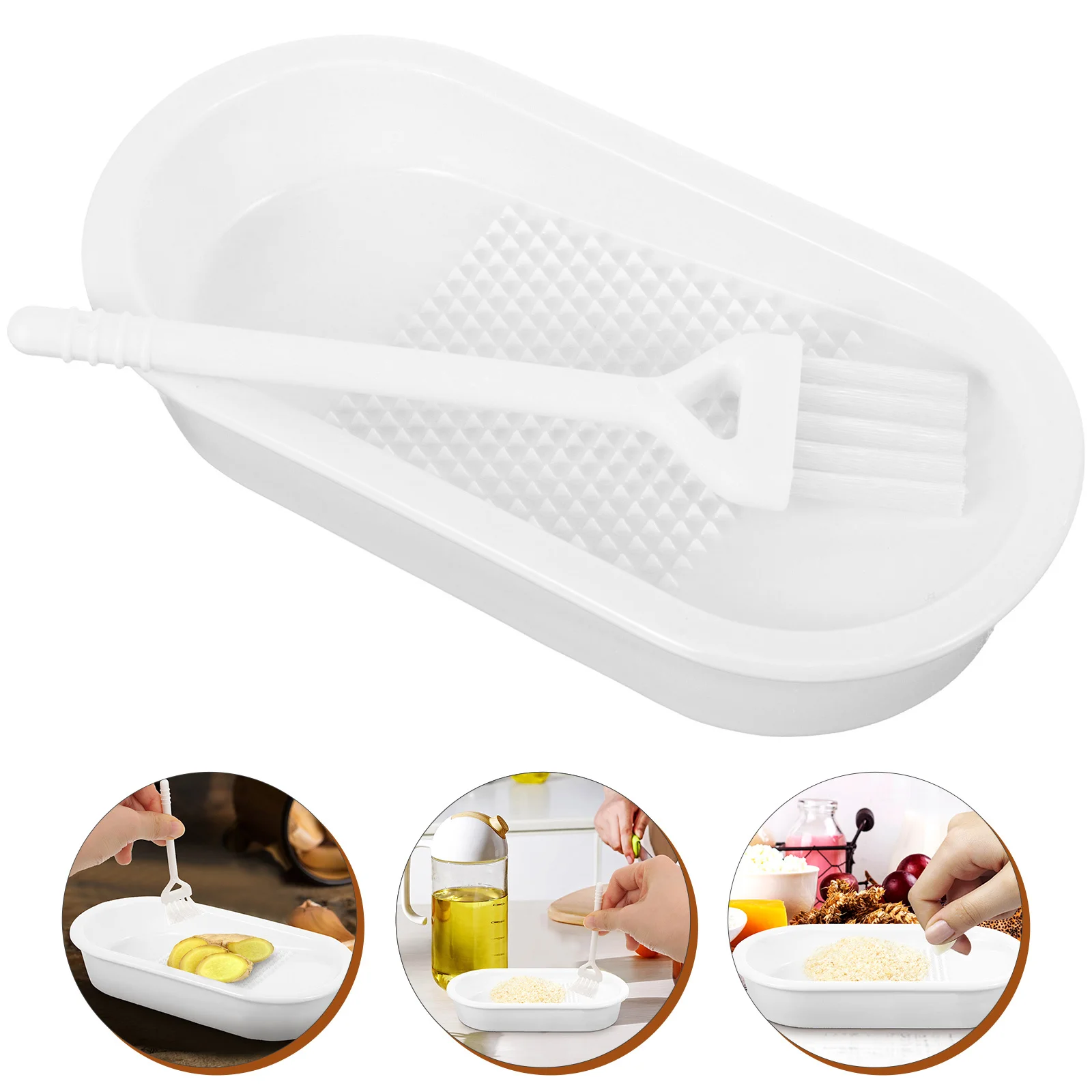 Juego de rallador de ajo de cerámica Premium, molinillo de jengibre resistente al desgaste para triturar jugo, filtrar y almacenar sabores multiusos, 1 Juego