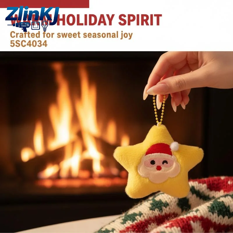 Cute Stars Fluffy Plush Keychain Christmas Bag Pendant Charm Perfect Small Gift for Girls New Year