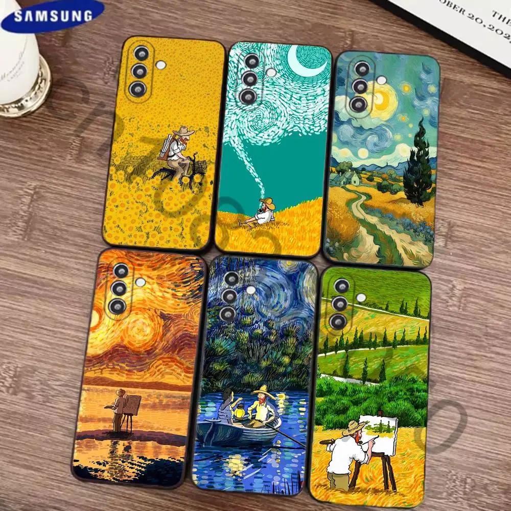 van G-gogh    Phone Case For Samsung S24 21 22 23 30,Ultra Plus,Fe,Lite,Note Black Soft Cover