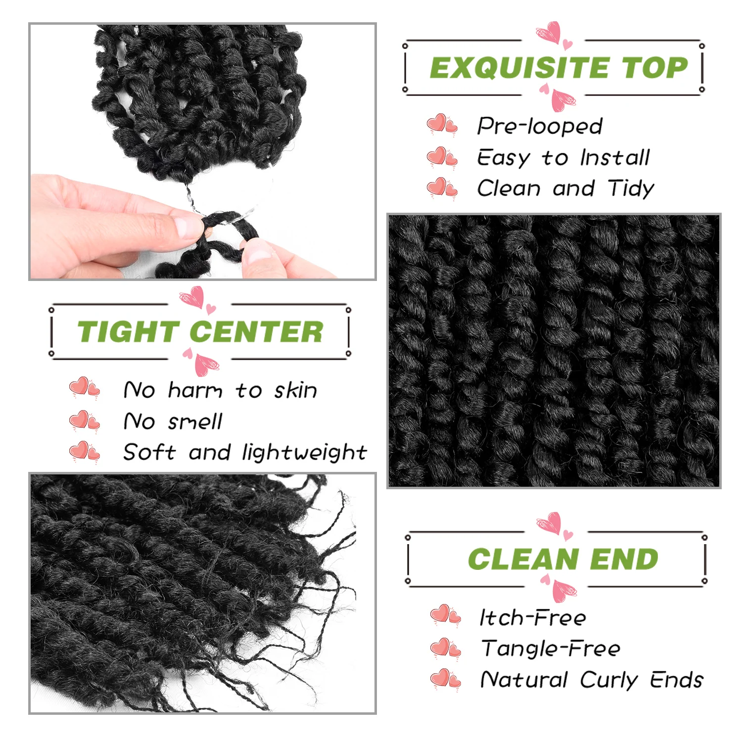 8 Inch Pre-twisted Passion Twist Crochet Hair for Black Women Crochet Braids Pre-looped Synthetic Braiding Hair Extensions