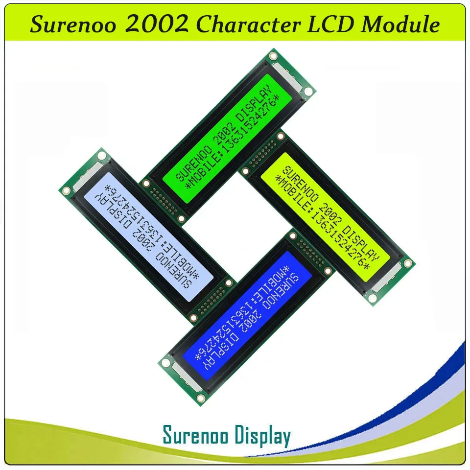 English Japanese Cyrillic Russian European 202 20X2 2002 Character LCD Module Display Screen Panel LCM White Yellow Backlight