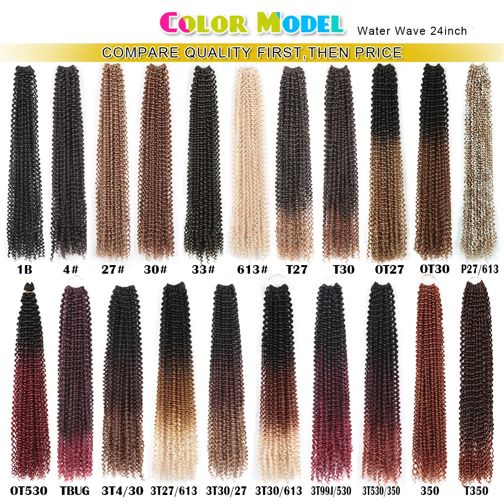 Pre Twisted Passion Twist Crochet Hair Synthetic Braiding Extension For Butterfly Locs 24Inch Pre-Looped Water Wave Crochet Hair